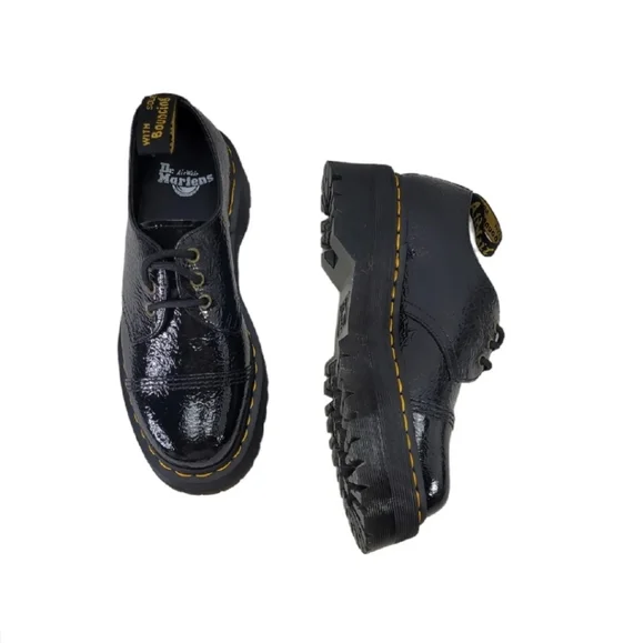 Dr.Martens 1461 Quad Platform Distressed Patent Leather Oxfords  Wms USM 7 USL 8 - Picture 10 of 11